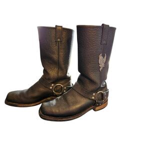 Harley-Davidson motorcycle boots. They are a classic style of leather biker or h